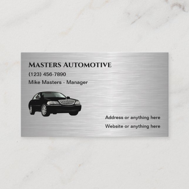 Metallische Automotive Moderne Visitenkarten Visitenkarte (Vorderseite)