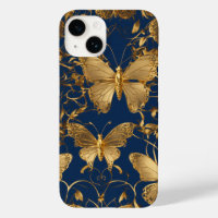 Metallische blaue Schmetterlinge mit Goldweinen