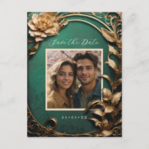 Metallische Blume Foto Save the Date Postkarte