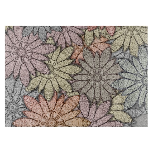 Metallische Blume Glas Schneidebrett (Vorderseite)