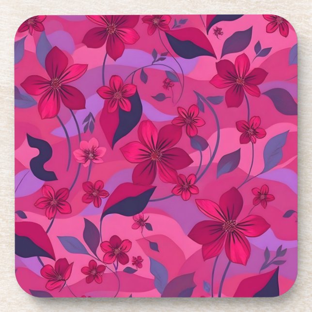 Metallische Blumen Kunststoff Untersetzer Set  (Vorderseite)