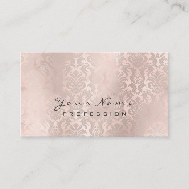 Metallische Blush Rose Goldene Damaske Visitenkarte (Vorderseite)