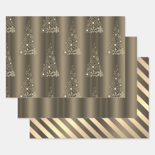 Metallische Bronze-Weihnachten Geschenkpapier Set