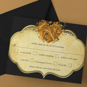 Metallische Butterfly Gold Herz Gold und Schwarz RSVP Karte