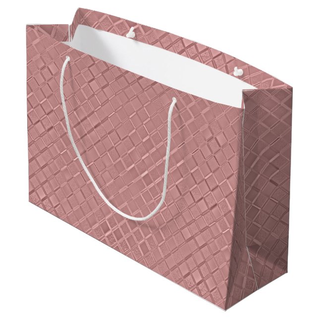 Metallische Diamantmuster Große Geschenktüte (Rückseite Schrägansicht)
