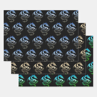 Metallische Drachensammlung Geschenkpapier Set