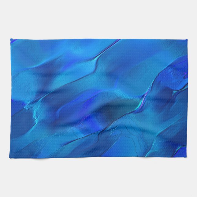 Metallische Dünen in lebhaften blauen Farben Geschirrtuch (Horizontal)