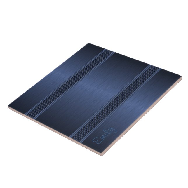 Metallische dunkelblaue Töne, gebürstetes Aluminiu Fliese (Seite)