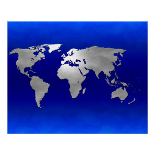 Metallische Erdkarte Poster