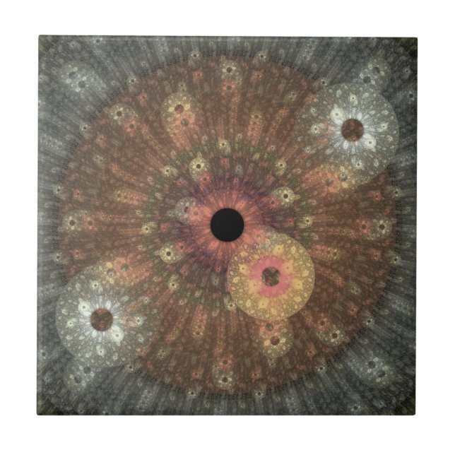 Metallische Flammen-Fraktal-Fliese Fliese (Vorderseite)