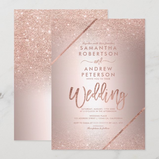 Metallische Folienhochzeit der Einladung (Vorne/Hinten)