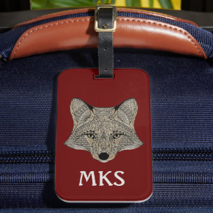 Metallische Foxfackel II Anpassbare Monogramm Gepäckanhänger