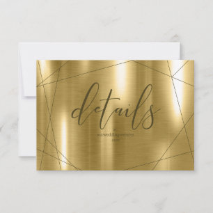 Metallische geometrische Hochzeitsdetails Gold ID6 RSVP Karte