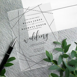Metallische Geometrische Hochzeitsilber/Schwarz-ID Acryleinladungen