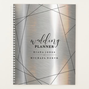 Metallische geometrische Hochzeitspläne Silber/Sch Planer