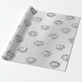 Metallische Glam Rundpunkte Silbergrauer Glitzer W Geschenkpapier