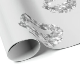 Metallische Glam Rundpunkte Silbergrauer Glitzer W Geschenkpapier