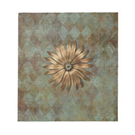 Metallische Gold-Blume auf Grün Notizblock