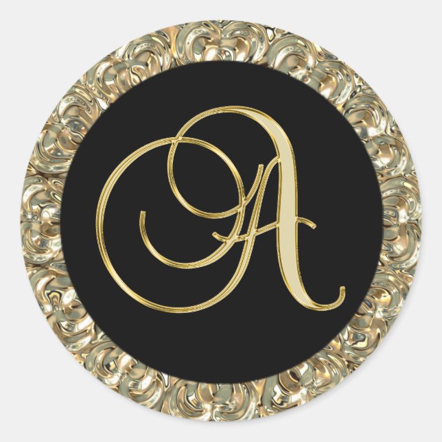 Metallische Gold Monogram Letter 'A'-Siegel Runder Aufkleber (Vorderseite)