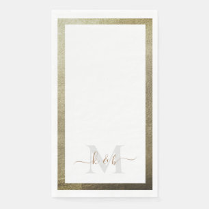 Metallische Gold-Schrift-Monogramm-Elegante Hochze Serviette