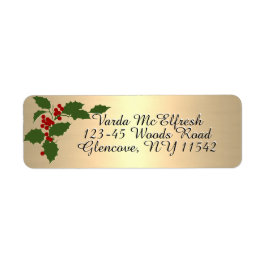 Metallische Gold Script Holly und Berries Holiday