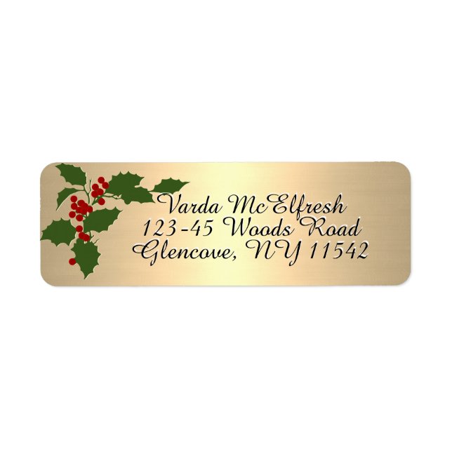 Metallische Gold Script Holly und Berries Holiday (Vorne)