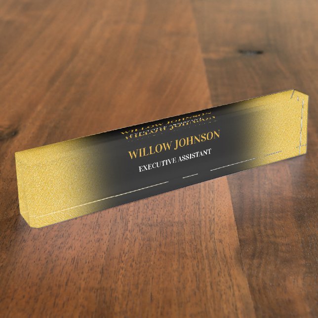 Metallische Gold- und Black-Moderne Business-Führu Namensplakette (Seite)