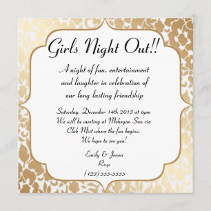Metallische Golden White Floral Girls Nacht Einladung