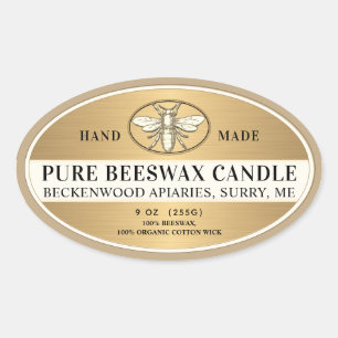 Metallische goldene Bienenwachs Oval Candle Herald Ovaler Aufkleber