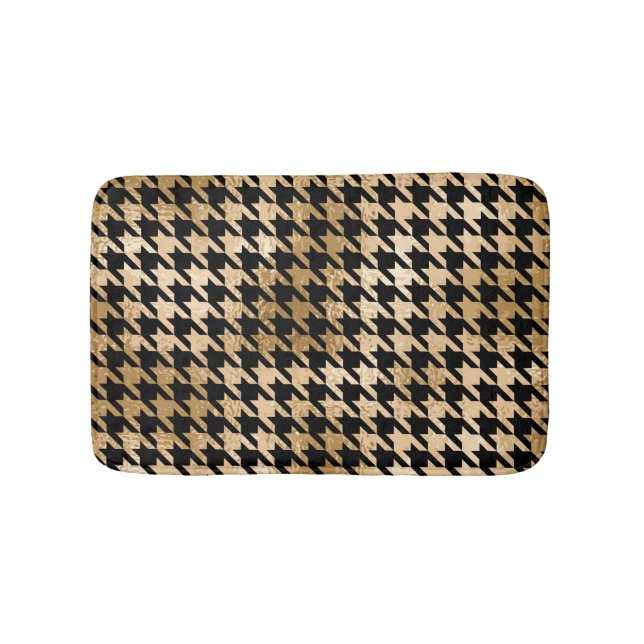 Metallische goldene Hunde Zahn, Modemuster. Badematte (Vorderseite)