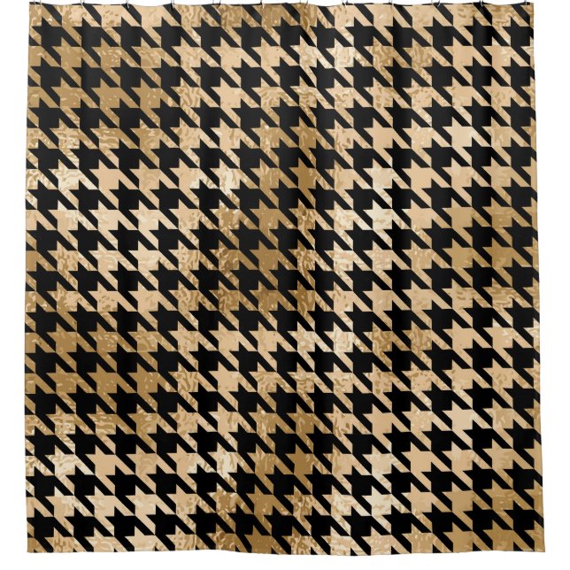 Metallische goldene Hunde Zahn, Modemuster. Duschvorhang (Vorderseite)