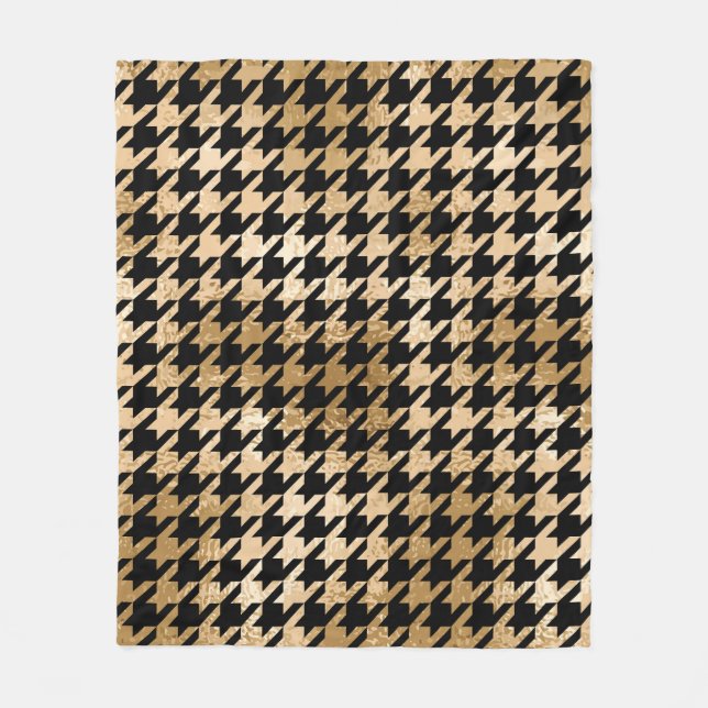 Metallische goldene Hunde Zahn, Modemuster. Fleecedecke (Vorderseite)