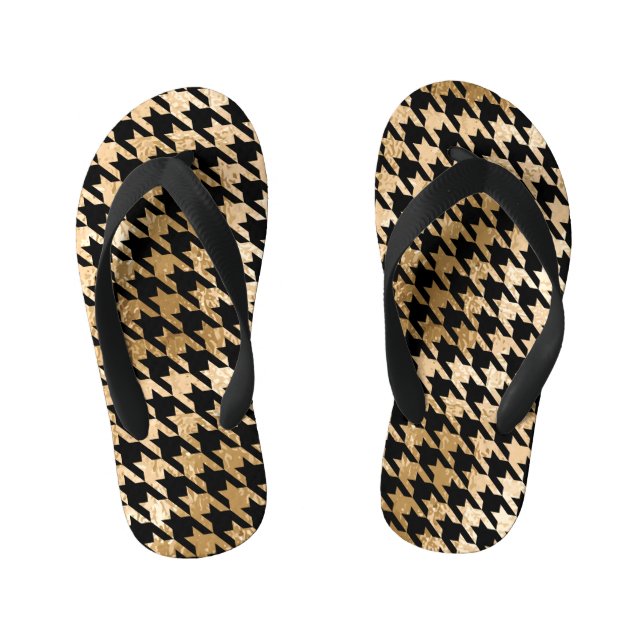 Metallische goldene Hunde Zahn, Modemuster. Kinderbadesandalen (Fußbett)