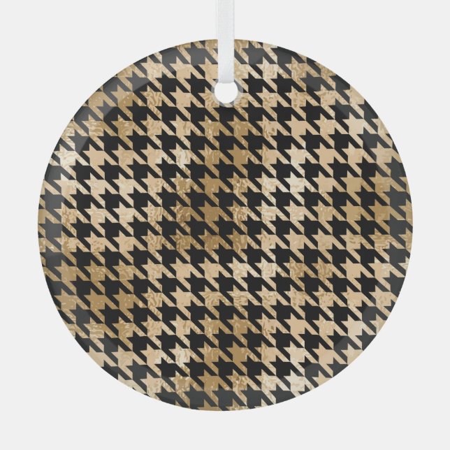 Metallische goldene Hunde Zahn, Modemuster. Ornament Aus Glas (Vorderseite)