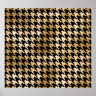 Metallische goldene Hunde Zahn, Modemuster. Poster