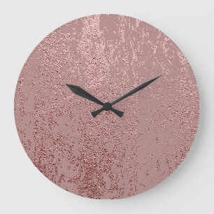 Metallische goldene Textur, Quarz aus Rose. Große Wanduhr