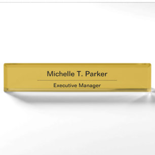 Metallische Goldfarbe elegant schlicht minimalisti Namensplakette