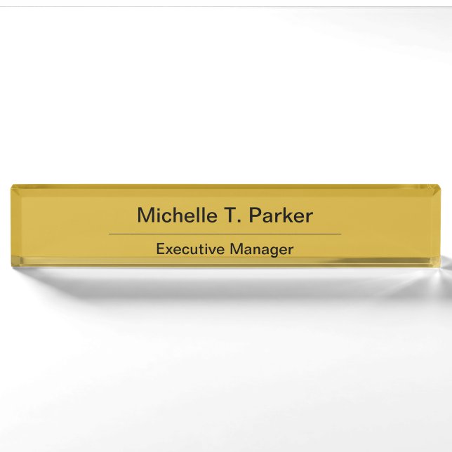 Metallische Goldfarbe elegant schlicht minimalisti Namensplakette (Vorderseite)