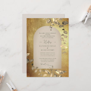Metallische goldfarbene und beige geometrische Fol Einladung