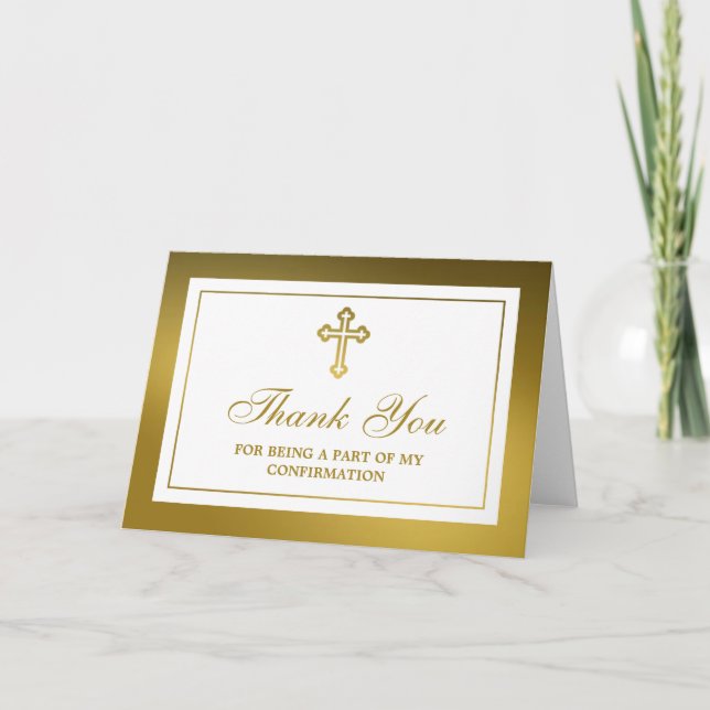 Metallische Goldkreuz-Heilige Kommunion oder Bestä Dankeskarte (Vorderseite)