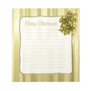 Metallische Goldweihnachtsstreifen des Notizblock