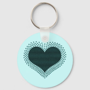 Metallische Herzkette, Aquamarin Schlüsselanhänger