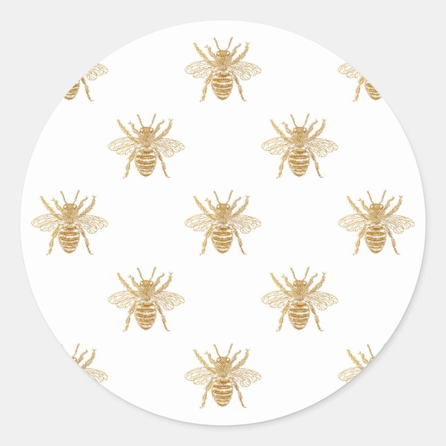 Metallische Imitat aus Gold belichten Bienen mit F Runder Aufkleber (Vorderseite)