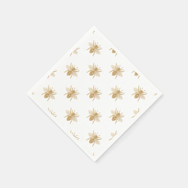 Metallische Imitat aus Gold belichten Bienen mit F Serviette (Ecke)