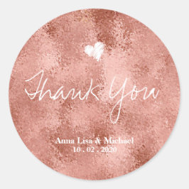 Metallische Imitate Rose Gold Hochzeit Vielen Dank Runder Aufkleber