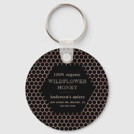 Metallische Imitate Rose Goldwabenmonogramm Schlüsselanhänger