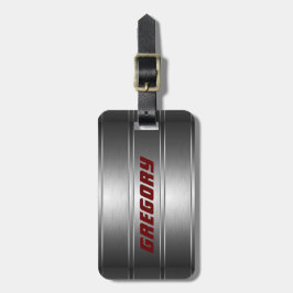 Metallische Imitate Silver Stripes Muster rote Akz Gepäckanhänger