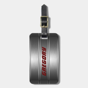 Metallische Imitate Silver Stripes Muster rote Akz Gepäckanhänger