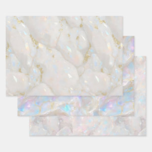 Metallische Iridescent Opal Gemstone Kristall Eleg Geschenkpapier Set