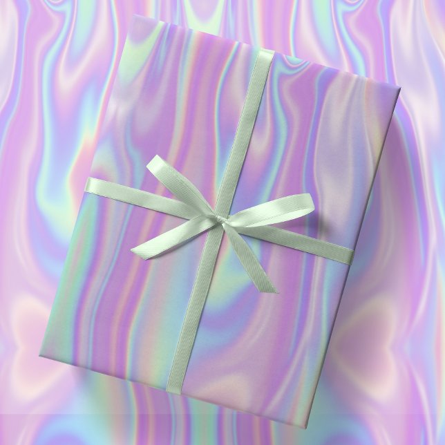 Metallische Iridescent Rainbow Pink Aqua Lila Girl Geschenkpapier (Von Creator hochgeladen)